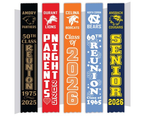 Reunion / Senior / Parent's - 2" x 13" Ribbons